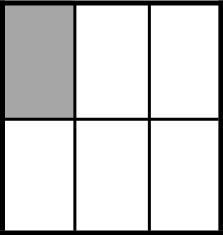 A rectangular model is divided into six equal parts. 1 part is shaded.