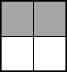 A rectangular model is divided into 4 equal parts. 1 part is shaded.