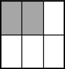 A rectangular model is divided into 6 equal parts. 2 parts are shaded.