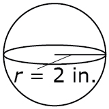A sphere is shown with a radius of 2 inches